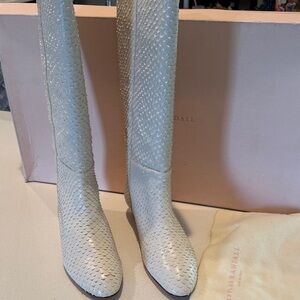 Loeffler Randall White Textured Over the Knee Boots